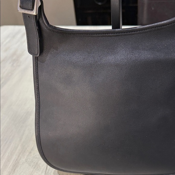 Vintage Coach Hippy Flap Black Leather Crossbody Bag -9135 - Picture 4 of 15